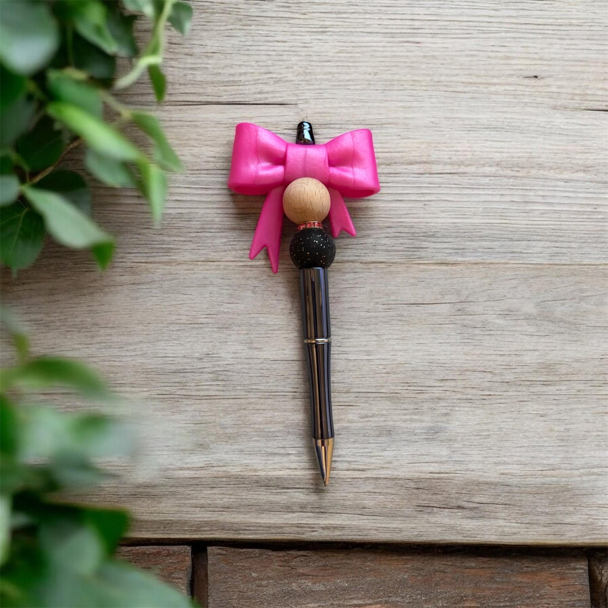 Pink Bow Beaded Pen - Kaits Kreations